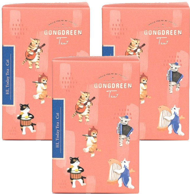 GONGDREEN Hi Today貓咪圖案標籤南瓜刀豆柑橘茶包, 2.1g, 18入