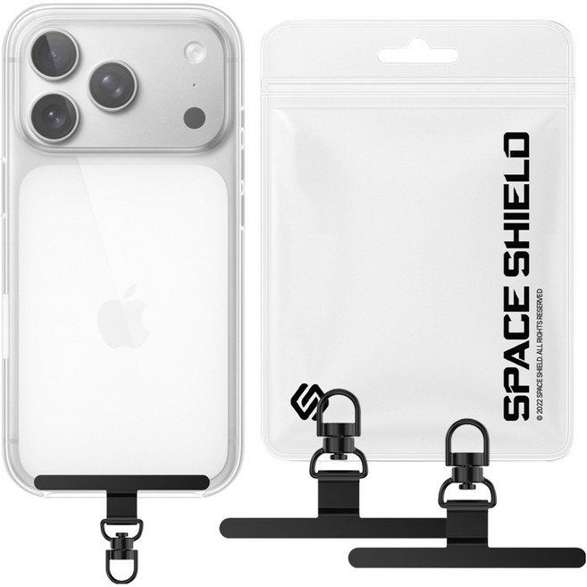 스페이스쉴드 스핀태그 Basic 360 회전 D링 슬림 메탈 휴대폰 태그 홀더, 블랙, 3개