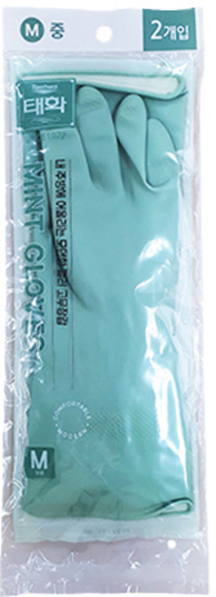 태화 컬러 고무장갑 2켤레, 민트, 중(M), 1세트