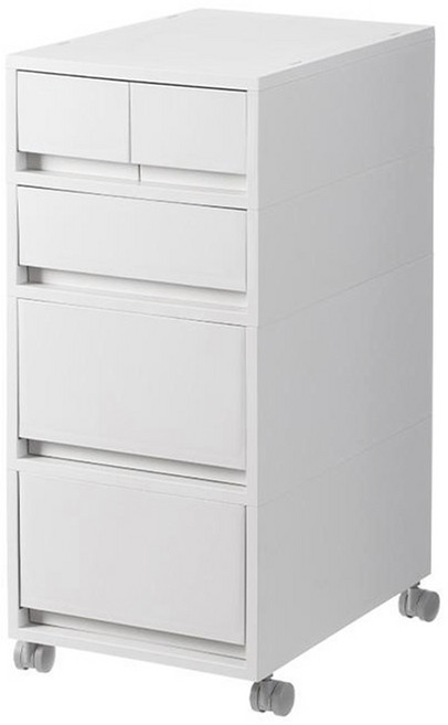 ONE HOUSE 麥樂移動式直角抽屜置物收納櫃 D組 2抽2矮1高 OH-R118-4, 白色