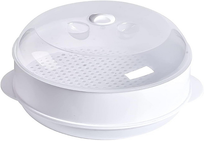 日式可疊加微波爐蒸籠 Set 2個 食品級PP材質 耐溫-20~120度 尺寸18.5*11cm, 白色, 1組