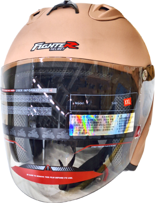 R3A6 普通型露臉式 機車用防護頭盔 1350g, 消光奶茶色