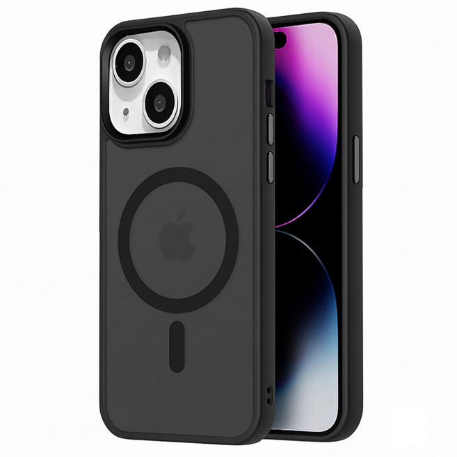 無品牌 智慧型手機 手機殼 iPhone 15 MagSafe磁吸 磨砂 神秘黑 馬卡龍