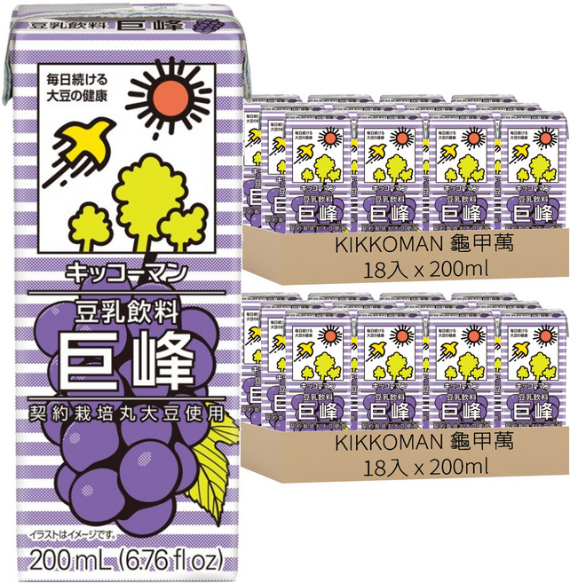 KIKKOMAN 龜甲萬 豆乳 巨峰葡萄風味, 200ml, 36入