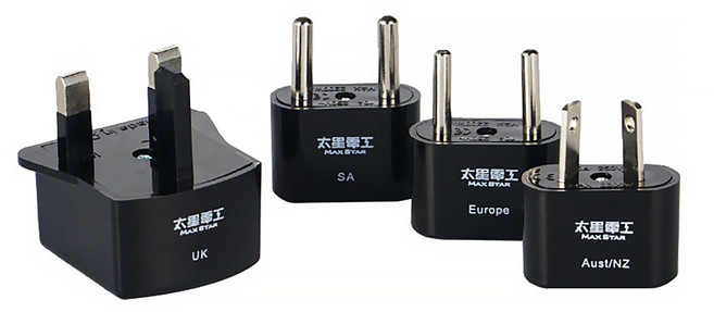 MAX STAR 太星電工 旅行用插頭組合包/4合一, 黑色, 1組