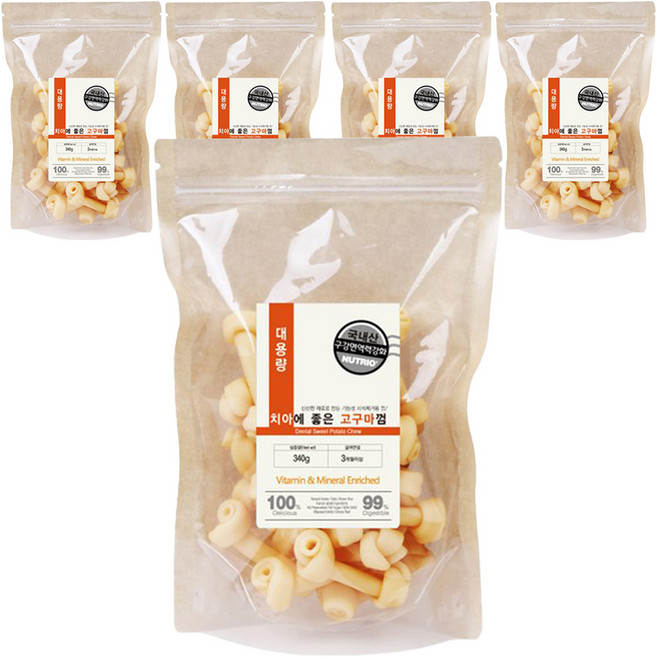 뉴트리오 대용량 애견용 치아에 좋은 껌, 고구마, 340g, 5개
