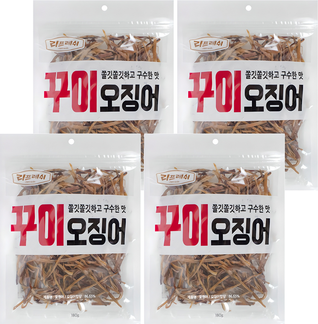 리프레쉬 꾸이오징어, 180g, 4개