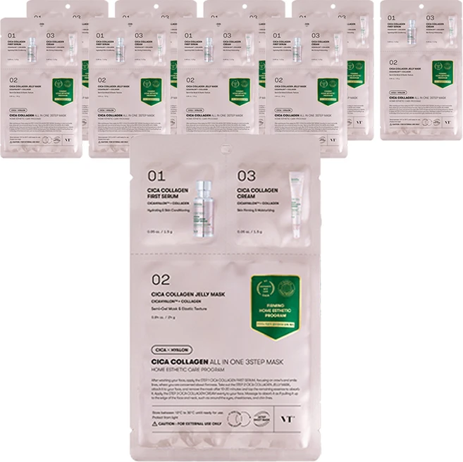 브이티코스메틱 시카 콜라겐 올인원 3스텝 마스크, 10개 - 쿠팡