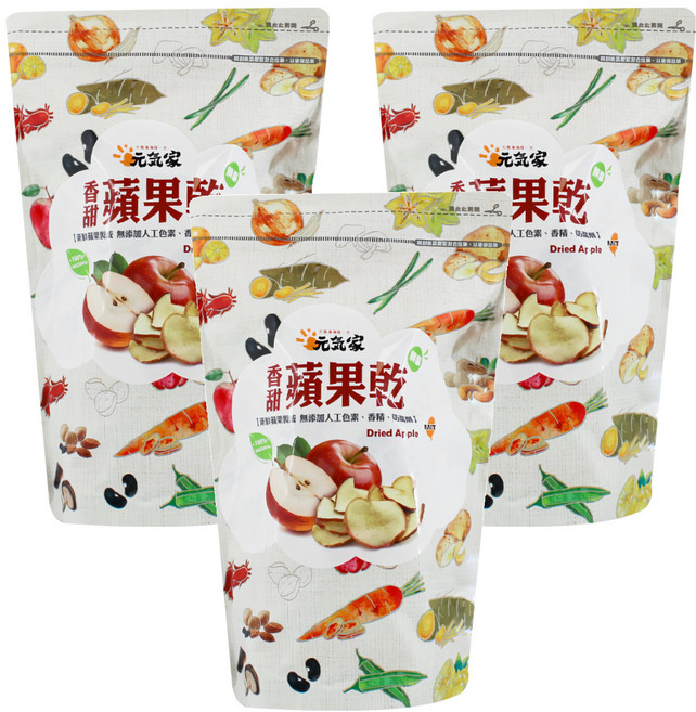 元氣家 蘋果乾, 200g, 3包