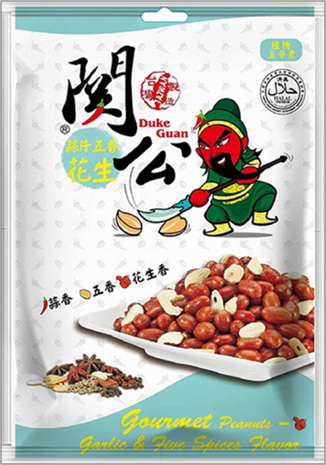 關公麻辣花生 蒜片五香花生, 100g, 1袋