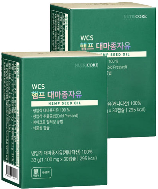 뉴트리코어 헴프 대마종자유, 30정, 2개