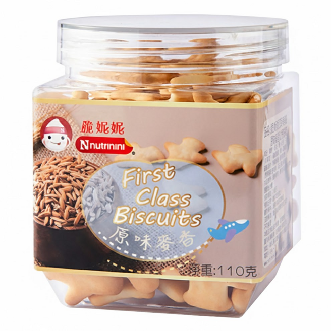 Nnutrinini 脆妮妮 頭等艙飛機餅 1歲以上, 原味麥香, 110g, 1罐