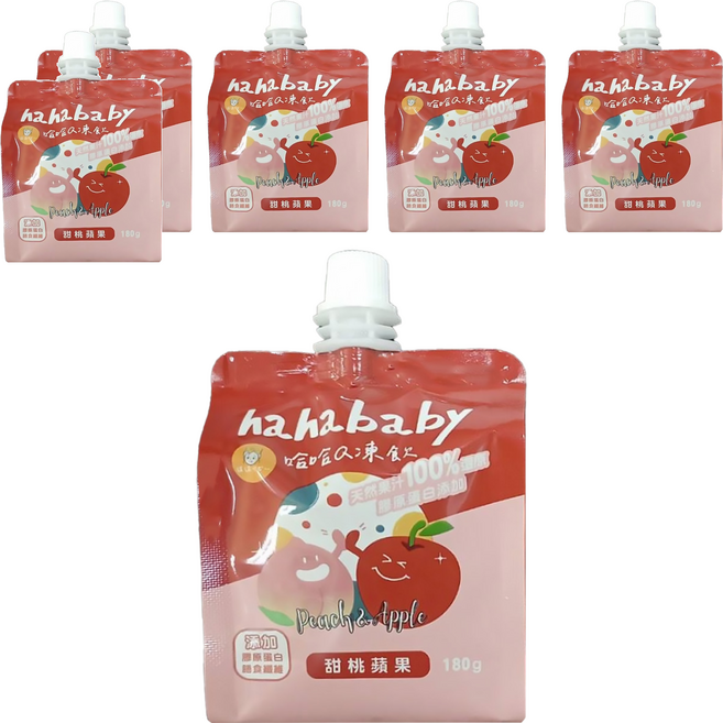 haha baby Q凍飲 甜桃蘋果, 6個, 180g