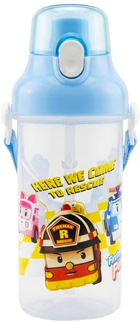 ROBOCAR POLI 波力 台灣製 500ml 兒童彈蓋直飲式水壺 藍色 1個