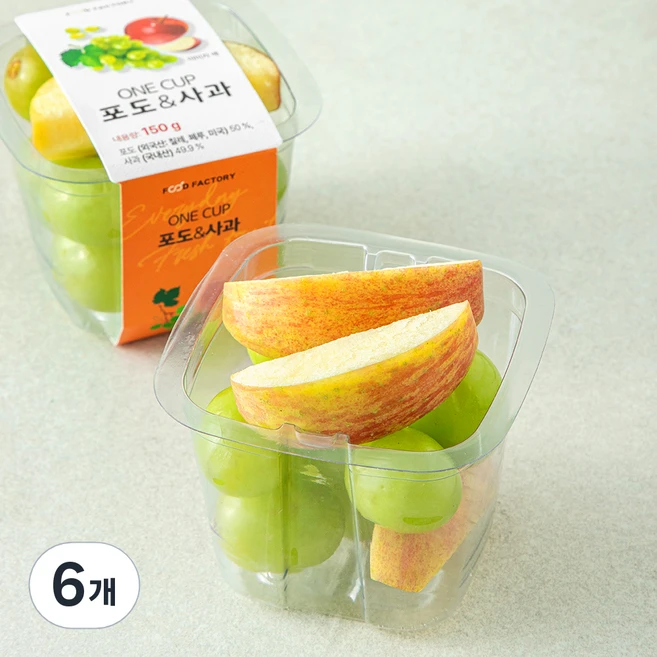 푸드팩토리 원컵 포도 & 사과, 150g, 6개, 1개입 - 쿠팡