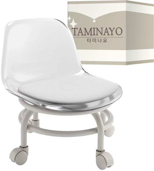 타미나요 심플한 청소 바퀴의자, YK 투명투명 아크릴, 1개