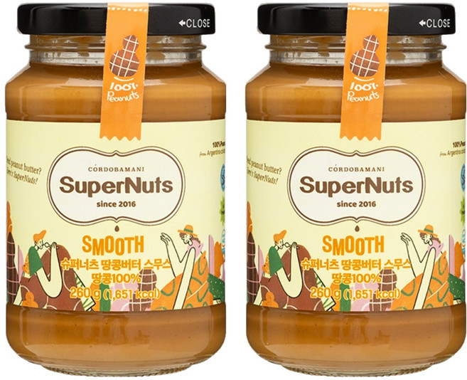 슈퍼너츠 땅콩버터 스무스, 260g, 2개