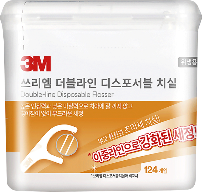 3M 雙線細滑牙線棒, 9.2cm, 124支, 1盒