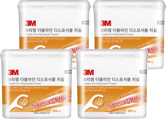 3M 雙線細滑牙線棒, 9.2cm, 124支, 4盒