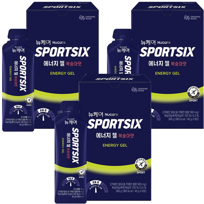 Nucare SPORTSIX 能量果膠 水蜜桃口味, 360g, 3個