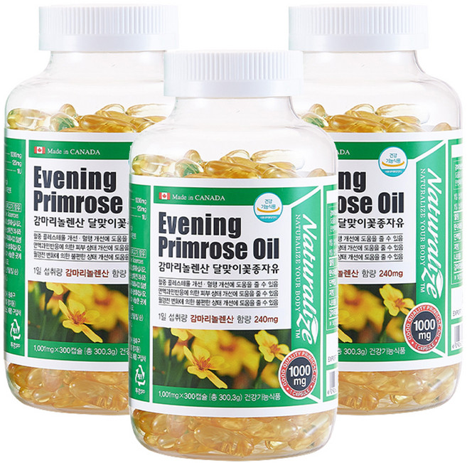네추럴라이즈 감마리놀렌산 달맞이꽃 종자유, 300정, 3개