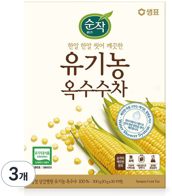 순작 유기농 옥수수차 티백, 10g, 30개입, 3개