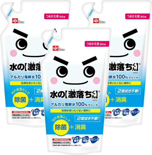 LEC 激落君 鹼性電解水去污噴劑補充包, 360ml, 3包