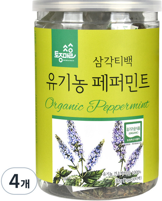 토종마을 유기농 페퍼민트 허브차, 1g, 30개입, 4개