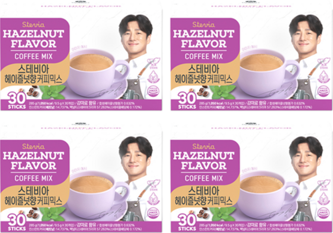 맥널티커피 스테비아 커피믹스 헤이즐넛향, 9.5g, 30개입, 4개