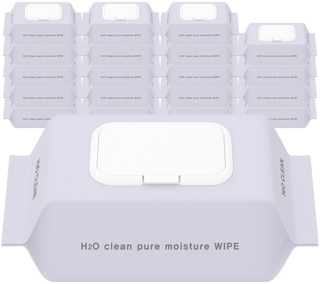 H2O클린 초순수 엠보싱 물티슈 캡형, 50g, 100매, 20개