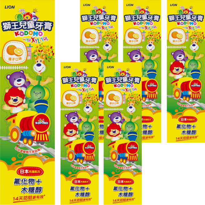 KODOMO 台灣公司貨 兒童牙膏 6歲以上 橘子, 45g, 6條