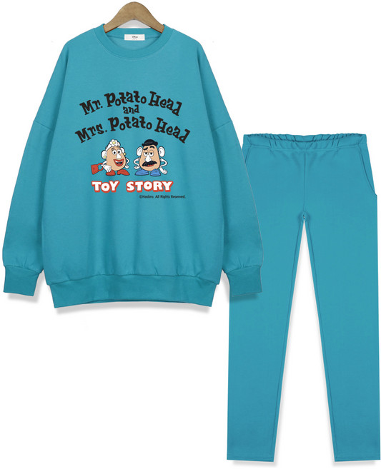 디즈니 여성용 오버핏 맨투맨 상하 세트 RTN562