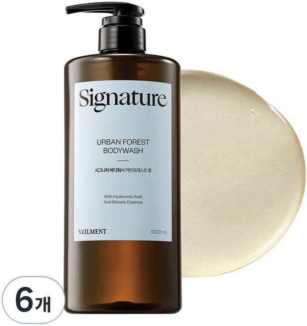 벨먼 시그니처 퍼퓸 앤 모이스처 약산성 바디워시 어반포레스트, 6개, 1L