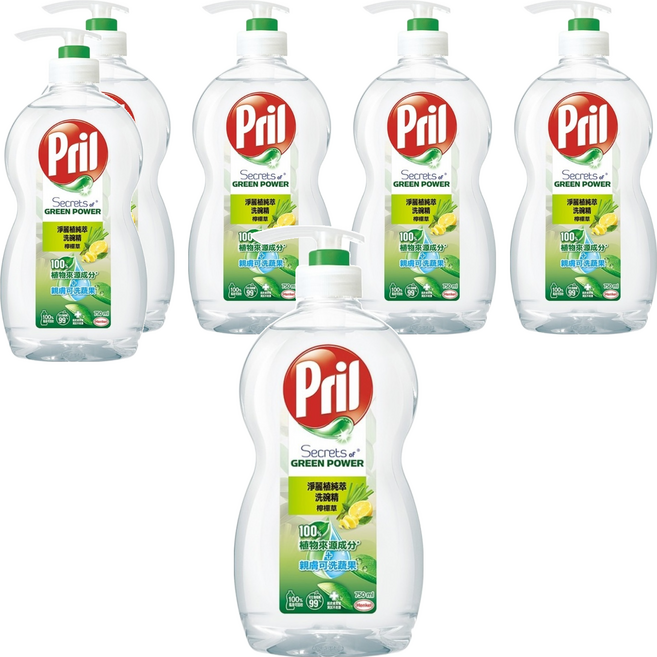 Pril 淨麗 植純萃洗碗精 檸檬草, 750ml, 6瓶