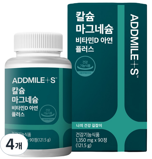 애드마일스 신풍제약 칼슘 마그네슘 비타민D 아연 플러스 121.5g, 90정, 4개