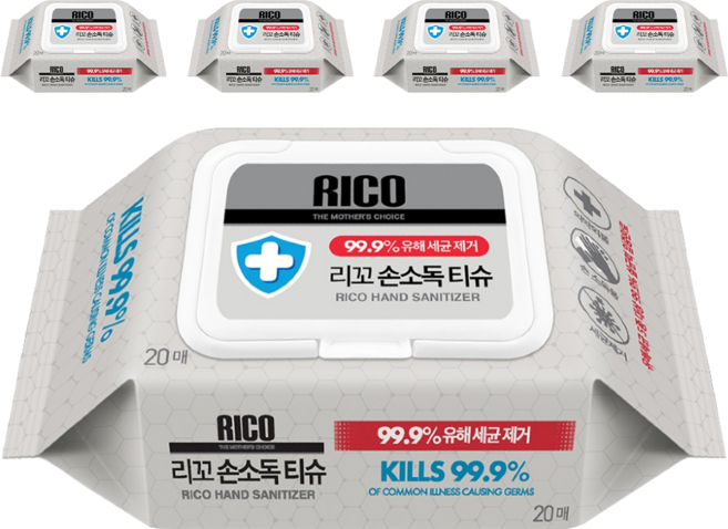 RICO Baby 清潔濕紙巾 掀蓋式, 1入, 5包