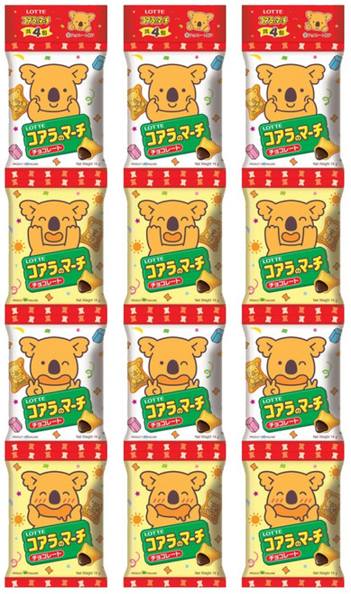 LOTTE 樂天 小熊餅 4連串小熊餅 巧克力風味, 14g, 12包