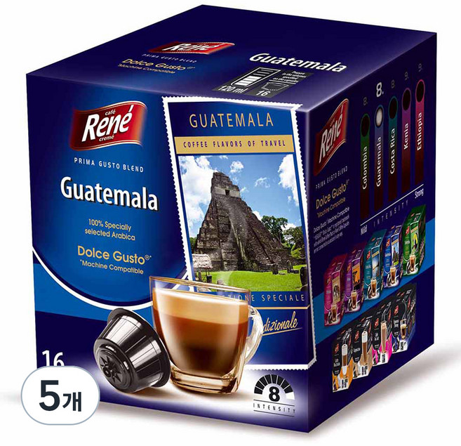 Rene 돌체구스토 호환캡슐 과테말라 안티구아 캡슐커피, 16개입, 5개, 7g