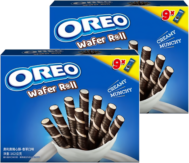 OREO 奧利奧 捲心酥 香草口味 9包, 162g, 2盒