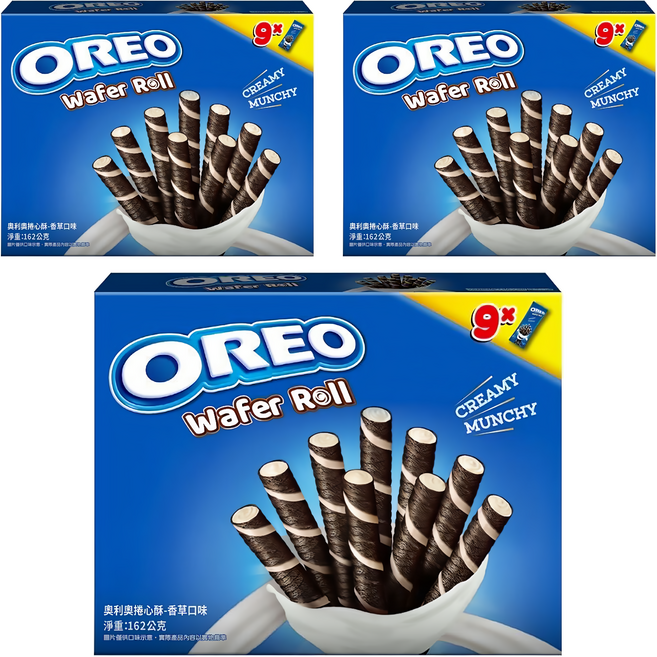 OREO 奧利奧 捲心酥 香草口味 9包, 162g, 3盒