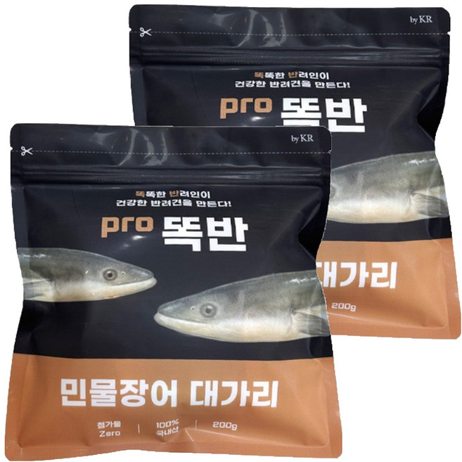 똑반 강아지 수제간식, 민물장어 대가리, 200g, 2개