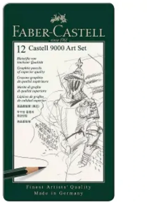 FABER-CASTELL 輝柏 頂級藝術家9000 素描鉛筆 119065 12支, 2H~8B, 1盒