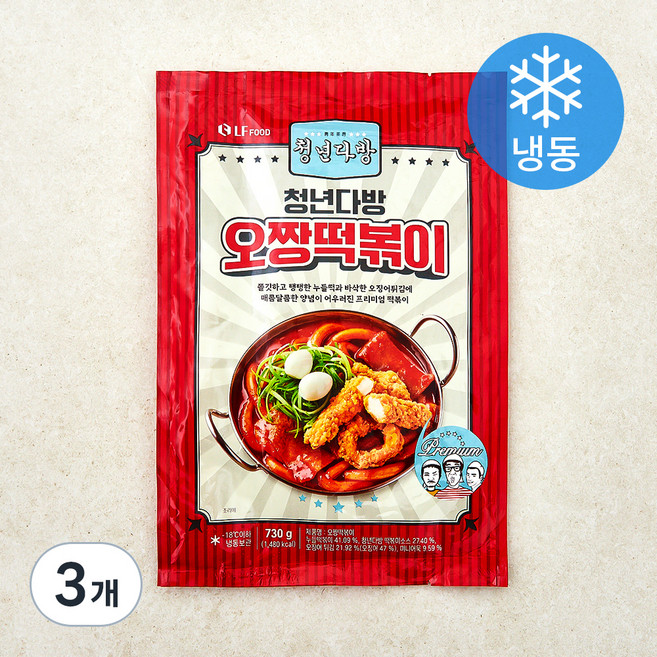 청년다방 오짱떡볶이 (냉동), 730g, 3개