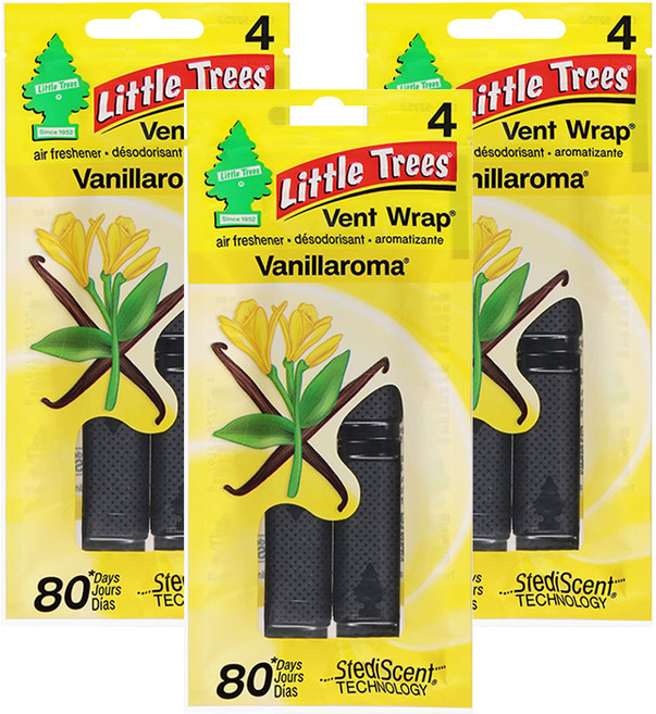 Little Trees 小樹香片 隱形芳香夾 4入, 香草冰淇淋, 3袋