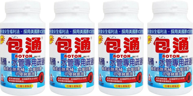 BOTON 包通 馬桶水管專用疏通劑, 4瓶, 180g
