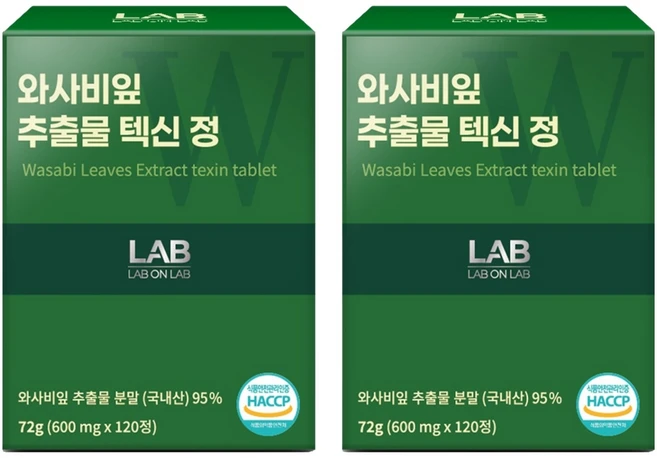랩온랩 정품 와사비잎 추출물 텍신정 72g, 2개, 120정 - 쿠팡