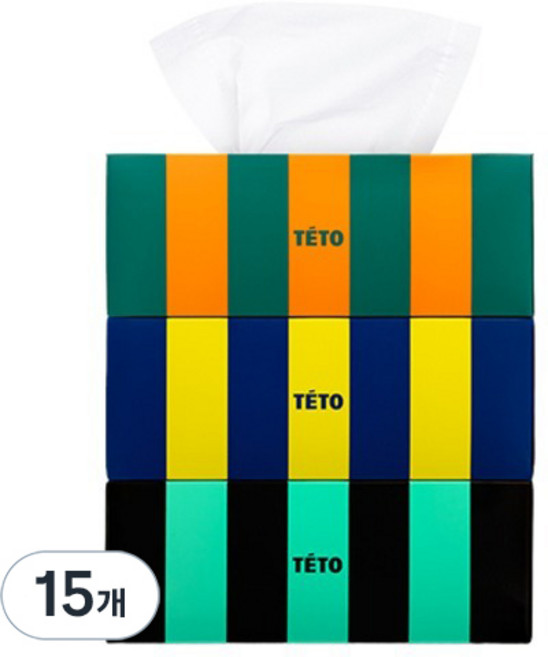 테토 프리미엄 오브제 퓨어 에센스 로션 티슈 3겹, 160매, 15개