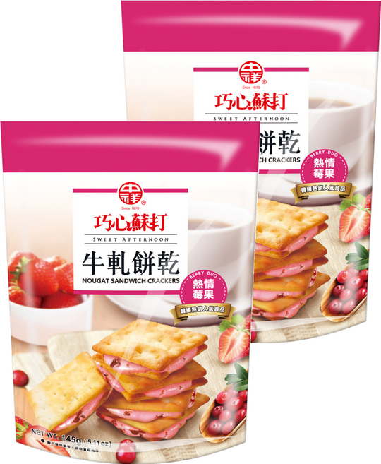 中祥 巧心蘇打 牛軋餅乾 熱情莓果, 145g, 2袋