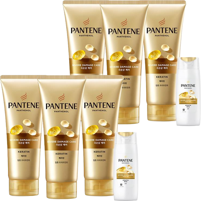 팬틴 케라틴 극손상케어 트리트먼트 220ml 3p + 샴푸 90ml 세트, 2개