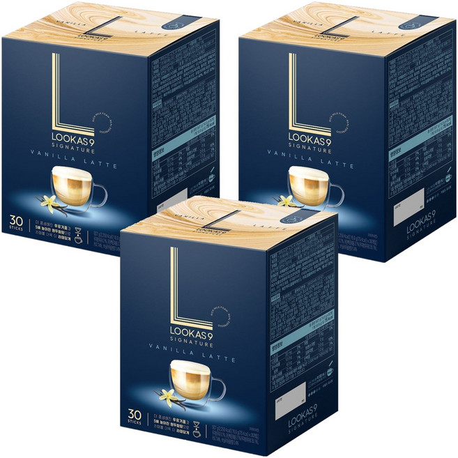 루카스나인 시그니처 바닐라라떼 커피믹스, 16.9g, 30개입, 3개
